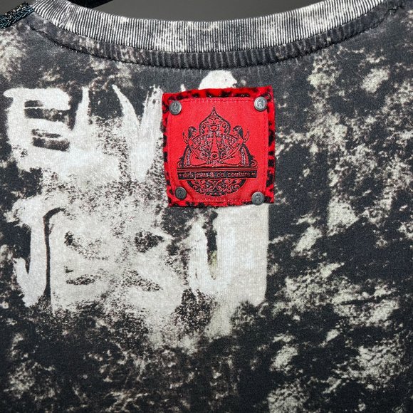 Elvis + Jesus Last Supper Black and White Graphic Art T-Shirt Size M - Picture 5 of 7